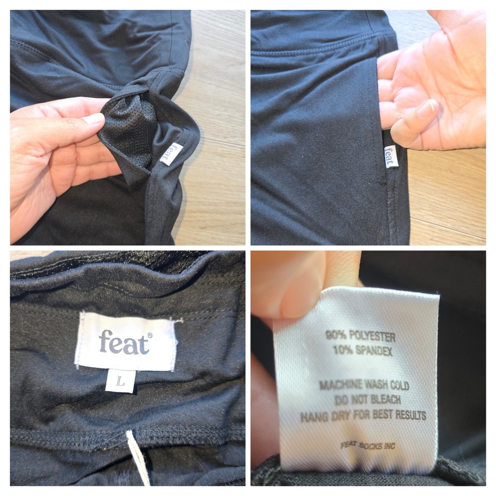 FEAT Women Crewneck Shorts Large Black Athleisure Set NWT minimalist loungewear - Picture 6 of 9